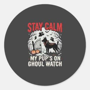 Halloween Dog Ghoul Watch Classic Round Sticker