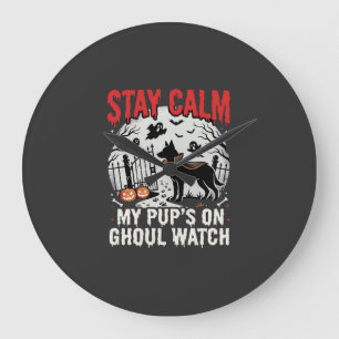 Halloween Dog Ghoul Watch Large Clock