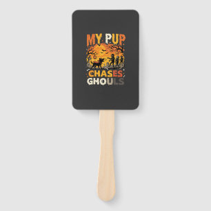 Halloween Dog Graveyard Patrol Hand Fan