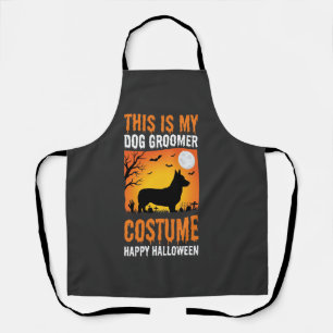 Halloween Dog Groomer Costume Silhouette Apron