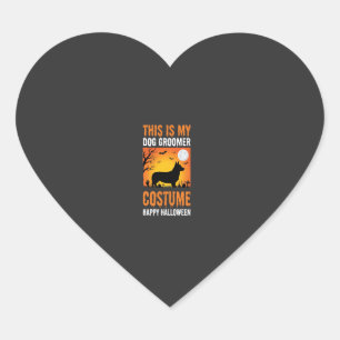 Halloween Dog Groomer Costume Silhouette Heart Sticker