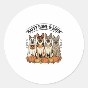 Halloween Dog Happy Howl-O-Ween Vintage German She Classic Round Sticker