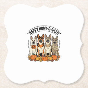 Halloween Dog Happy Howl-O-Ween Vintage German She Paper Coaster