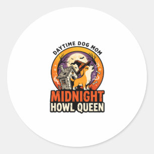 Halloween Dog Howl Queen Classic Round Sticker