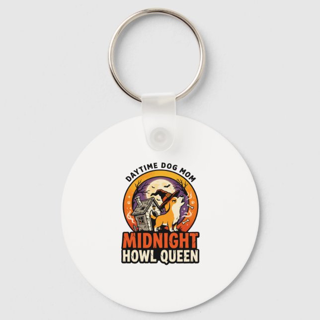 Halloween Dog Howl Queen Key Ring (Front)