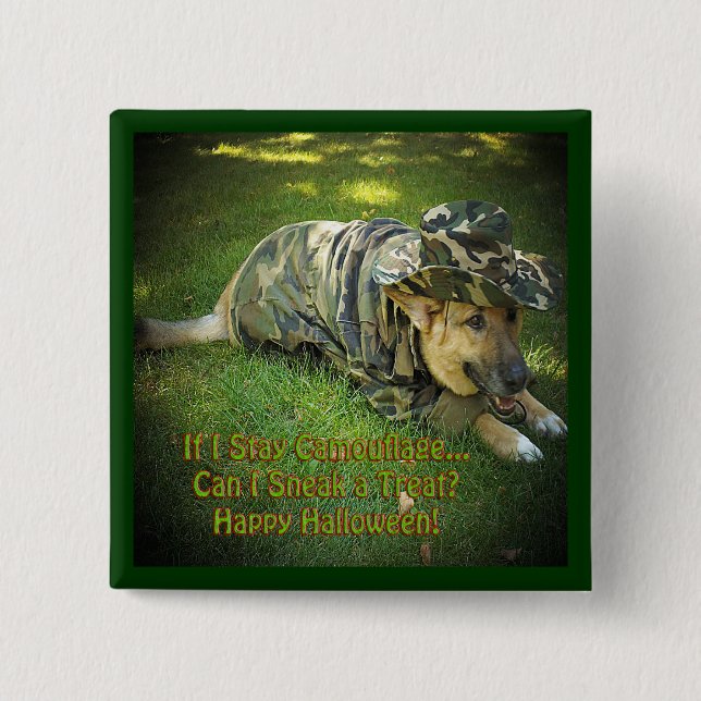 Halloween Dog in Camouflage 15 Cm Square Badge (Front)