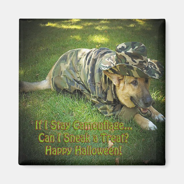 Halloween Dog in Camouflage Magnet (Front)