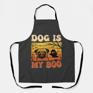 Halloween Dog Is My Boo Pug Ghost Design Apron
