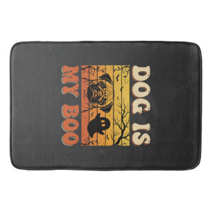 Halloween Dog Is My Boo Pug Ghost Design Bath Mat