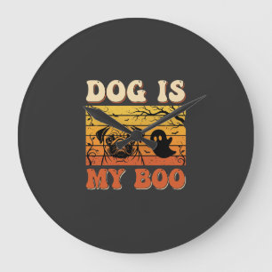 Halloween Dog Is My Boo Pug Ghost Design Large Clock