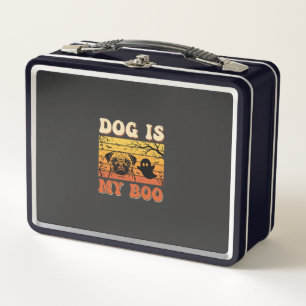 Halloween Dog Is My Boo Pug Ghost Design Metal Lunch Box