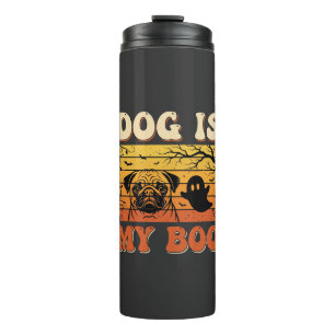 Halloween Dog Is My Boo Pug Ghost Design Thermal Tumbler
