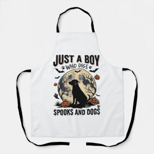 Halloween Dog Lover Vintage Engraving Boy Shirt De Apron