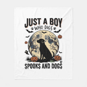 Halloween Dog Lover Vintage Engraving Boy Shirt De Fleece Blanket