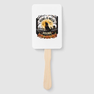 Halloween Dog Moon Howl (2) Hand Fan