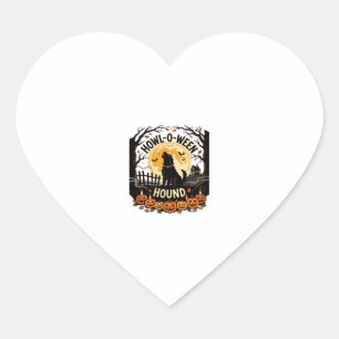Halloween Dog Moon Howl (2) Heart Sticker