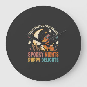 Halloween Dog Mum Moonlight Mischief Large Clock