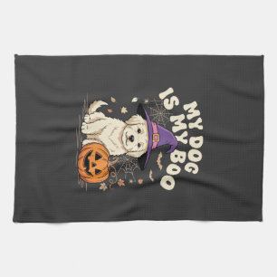 Halloween Dog My Dog Is My Boo Tea Towel