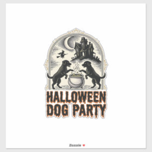 Halloween Dog Party Vintage Witch Cauldron Design_