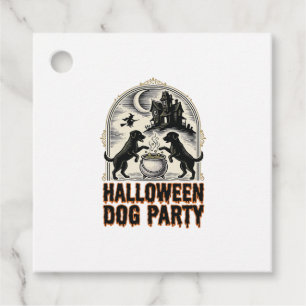 Halloween Dog Party Vintage Witch Cauldron Design_ Favour Tags
