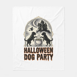 Halloween Dog Party Vintage Witch Cauldron Design_ Fleece Blanket