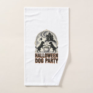 Halloween Dog Party Vintage Witch Cauldron Design_ Hand Towel