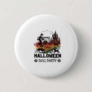 Halloween Dog Party Witch Dogs Pumpkins Castle_1 6 Cm Round Badge