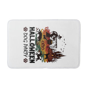Halloween Dog Party Witch Dogs Pumpkins Castle_1 Bath Mat