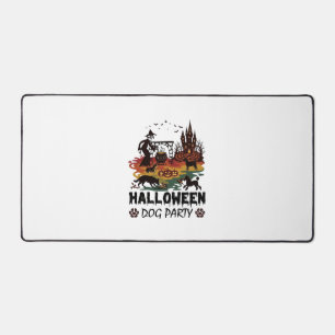 Halloween Dog Party Witch Dogs Pumpkins Castle_1 Desk Mat
