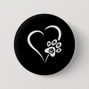 Halloween Dog Paw Heart - Pumpkin Halloween Dog 6 Cm Round Badge