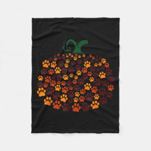 Halloween Dog Paw Pumpkin Women Fleece Blanket