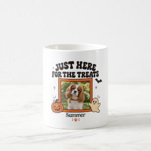 Halloween Dog Photo and Name Just Here for Treats Coffee Mug