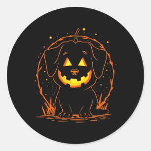 Halloween Dog Pumpkin Long Sleeve Classic Round Sticker