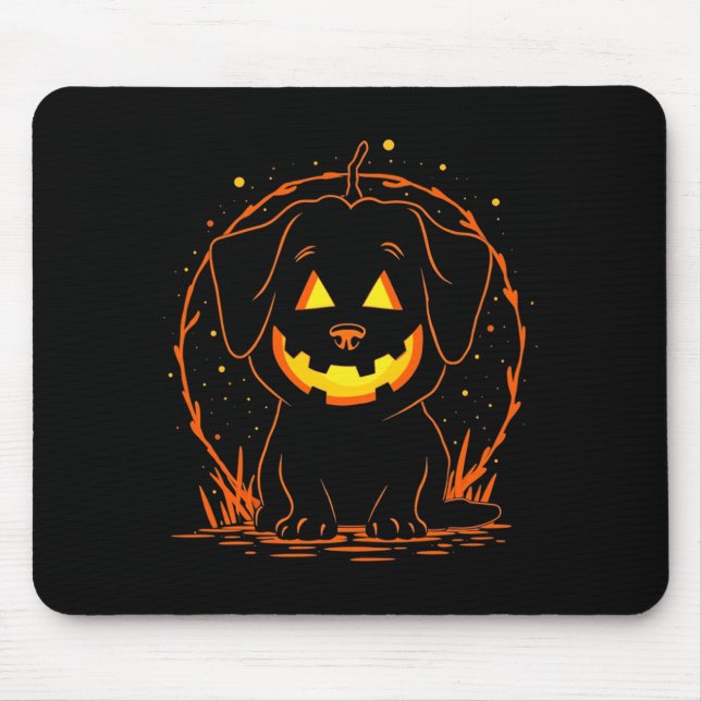 Halloween Dog Pumpkin Long Sleeve Mouse Pad (Front)