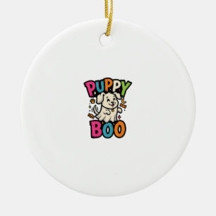 Halloween Dog Puppy Boo Ceramic Ornament