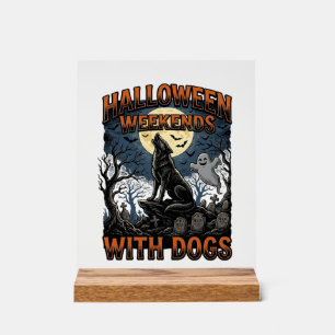 Halloween Dog Shirt Vintage Graveyard Pup Acrylic Sign