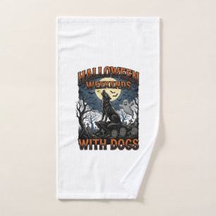 Halloween Dog Shirt Vintage Graveyard Pup Hand Towel