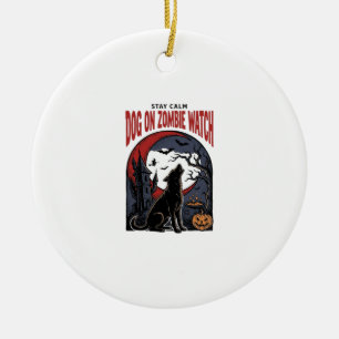 Halloween Dog Shirt Zombie Patrol Design_1 Ceramic Ornament