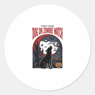 Halloween Dog Shirt Zombie Patrol Design_1 Classic Round Sticker