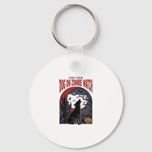 Halloween Dog Shirt Zombie Patrol Design_1 Key Ring