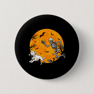 Halloween Dog Skeleton Chasing Dog Halloween 6 Cm Round Badge