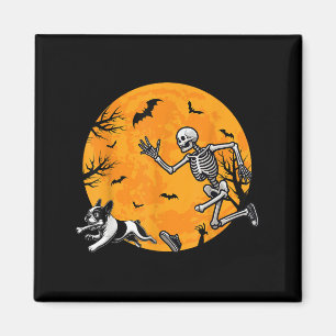 Halloween Dog Skeleton Chasing Dog Halloween Frenc Magnet