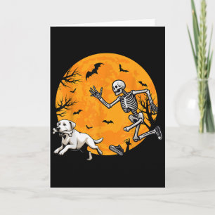 Halloween Dog Skeleton Chasing Dog Halloween Labra Card