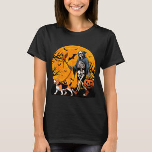 Halloween Dog Skeleton Leads Dog Halloween Beagle T-Shirt