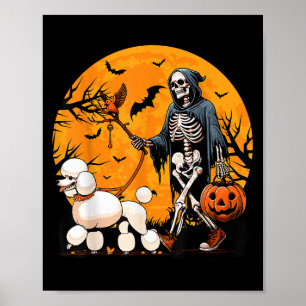 Halloween Dog Skeleton Leads Dog Halloween Poodle  Poster
