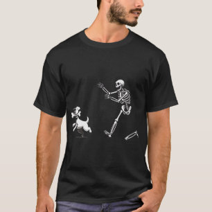  Halloween Dog Skeleton Skeleton Chasing Dog  T-Shirt