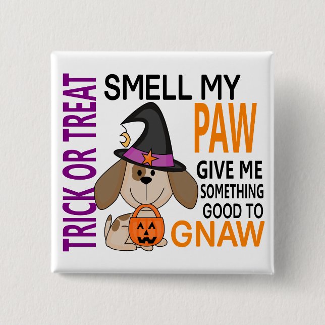 Halloween Dog Smell My Paw 2 15 Cm Square Badge (Front)