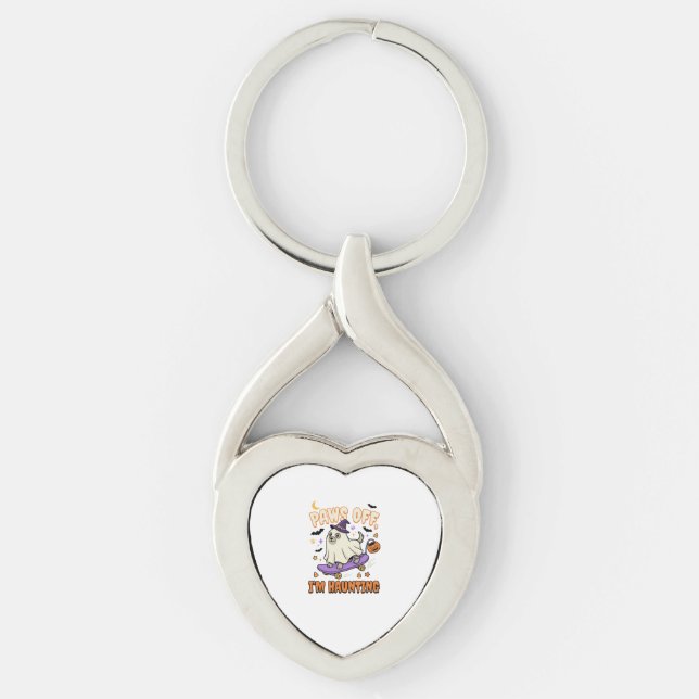 Halloween Dog Spooky Skate Ride Key Ring (Front)
