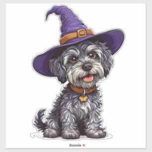 Halloween Dog Sticker With Witch Hat Decal