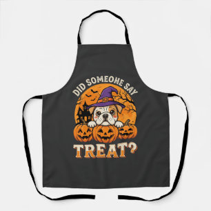Halloween Dog Treat Bulldog Pumpkin Design Apron